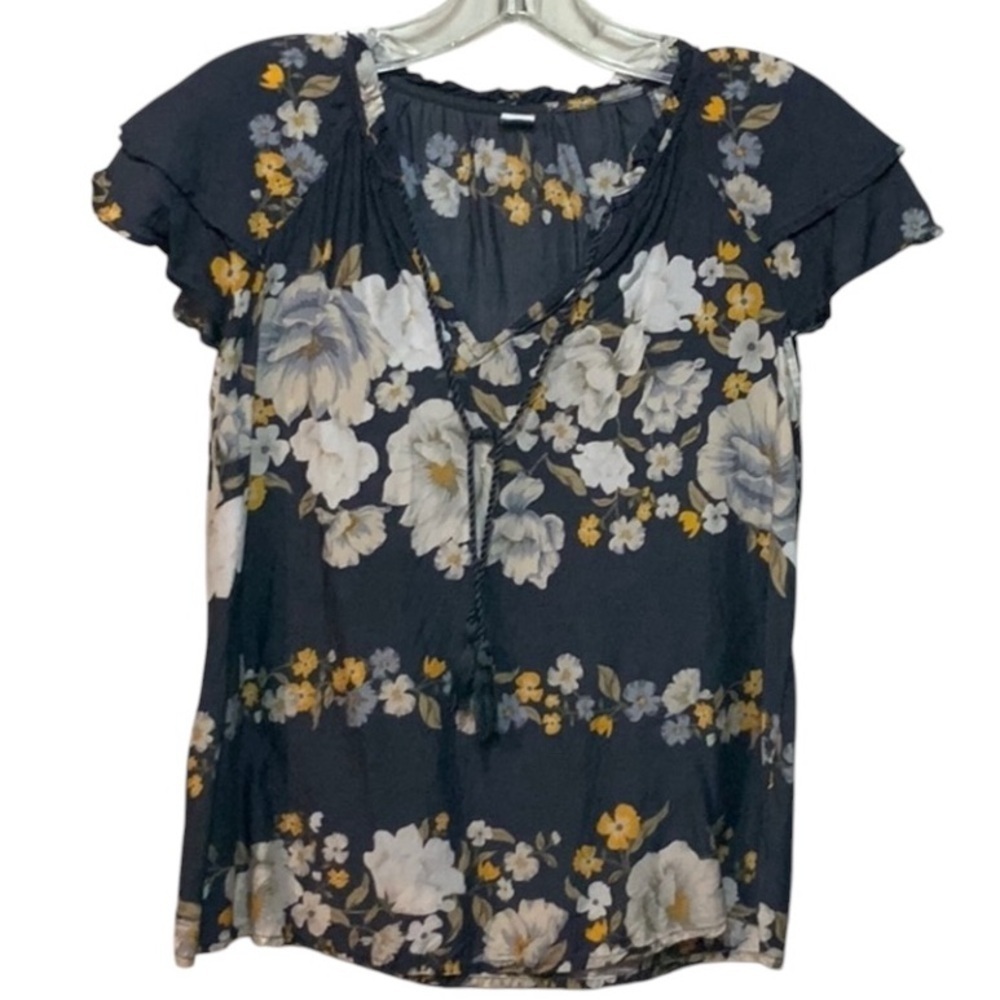 Old Navy Multicolored Floral Cap Sleeve Blouse size XS
